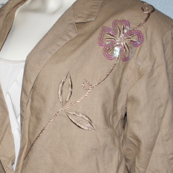 Adolfo International Womens Linen/Cotton Blazer M - Picture 5 of 8